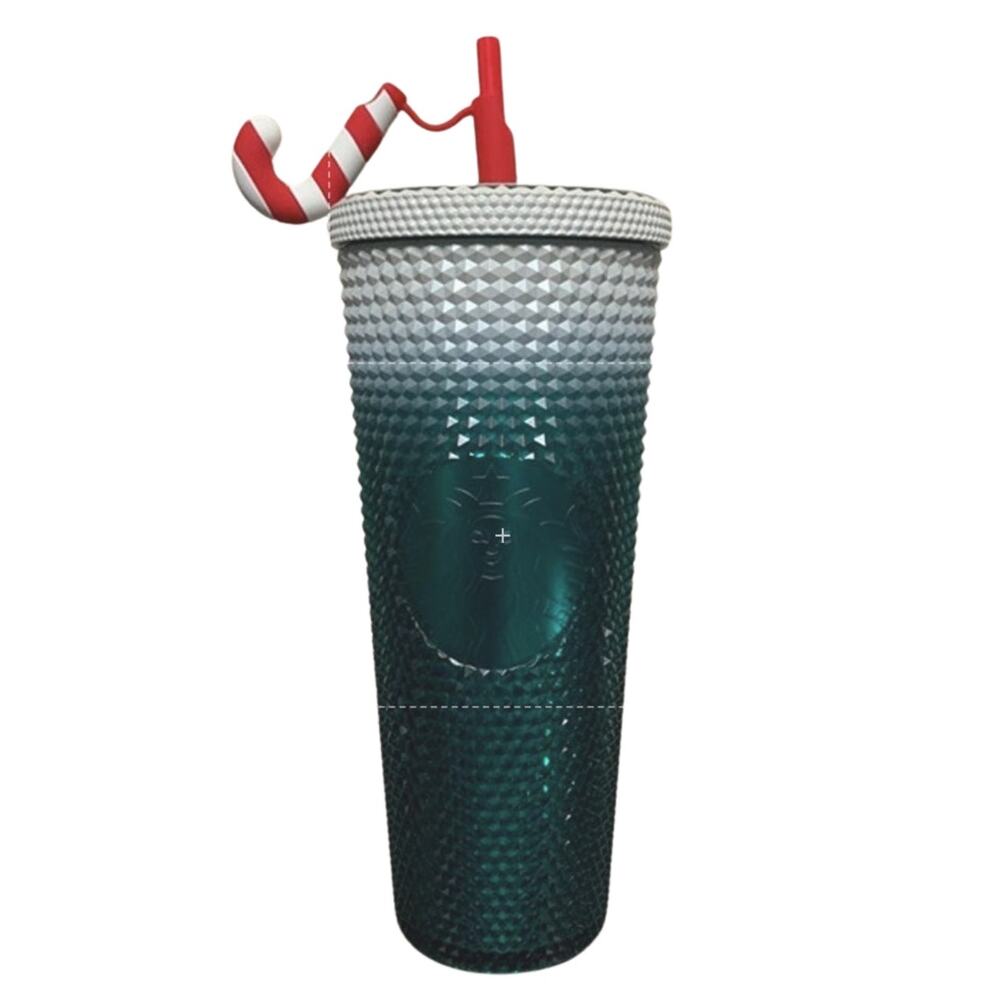 Disney + Starbucks Collab Mickey Mouse Xmas Tumbler w/ Candy Cane Straw NWT